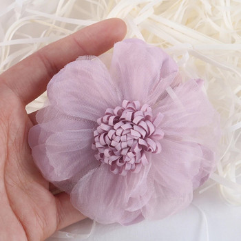1PCS Голямо ръчно изработено шифонено платно Изкуствено цвете за сватбена рокля Облекло Шапки Декорация на шапка Направи си сам
