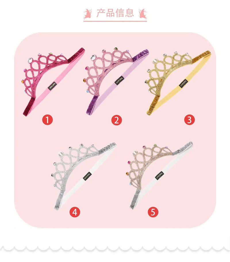 Kūdikių blizgus Kalnų krištolas vaikiška plaukų juosta Miela princesės karūnos kepurė Mergaitei 1-ojo gimtadienio vakarėlio dekoras Galvos juostos kepurė.