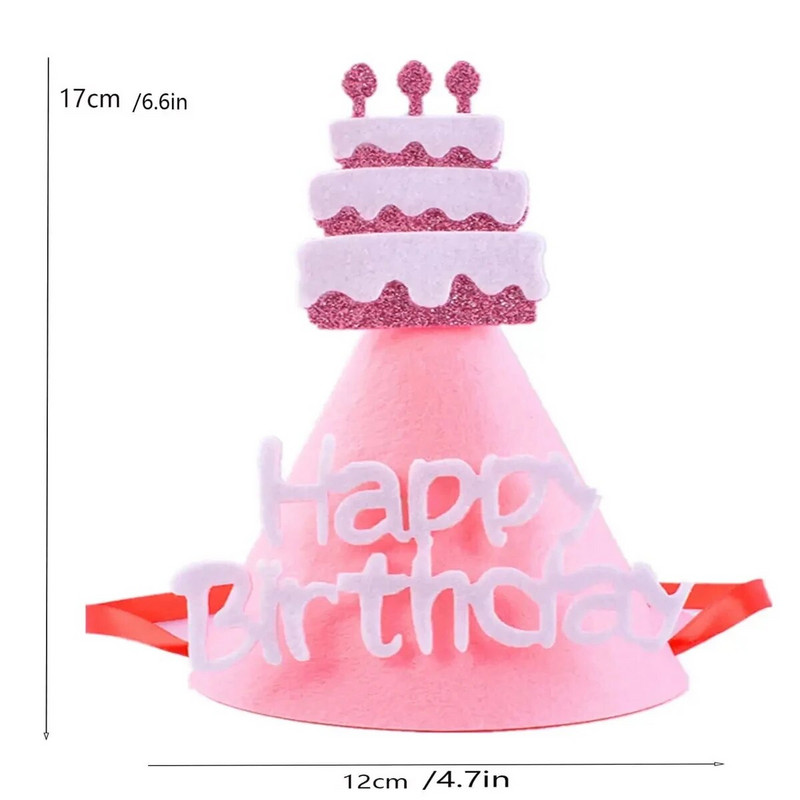 1 vnt Vaikų rožinė mėlyna gimtadienio neaustinė kepurė kūdikių dušas Vaiko berniuko mergaitės gimtadienio galvos apdangalai