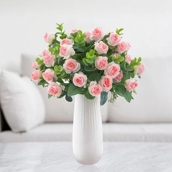 Simulation Fake Flower Rose Wedding Table Decoration Home Korean Small Clear Small Bouquet Simulation 5 Fork 11 Rose Bouquet