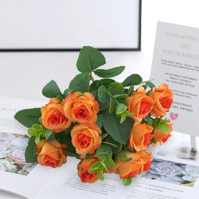 Simulacija Lažni cvijet Ruža Svadbeni stol Dekoracija doma Korejski mali prozirni mali buket Simulacija 5 vilica 11 Buket ruža