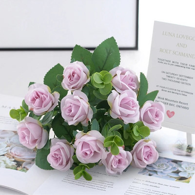 Simulacija Lažni cvijet Ruža Svadbeni stol Dekoracija doma Korejski mali prozirni mali buket Simulacija 5 vilica 11 Buket ruža