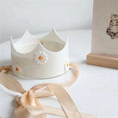 Vaikų margučių gimtadienio vakarėlio karūna geltona rožinė gėlių kepurė Kūdikių dušas saulėgrąžų tema gimtadienio galvos apdangalai