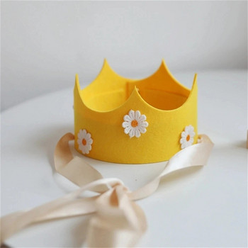 Kids Daisy Birthday Party Crown Yellow Pink Flower Καπέλο Baby Shower Ηλίανθος Θέμα κεφαλής γενεθλίων