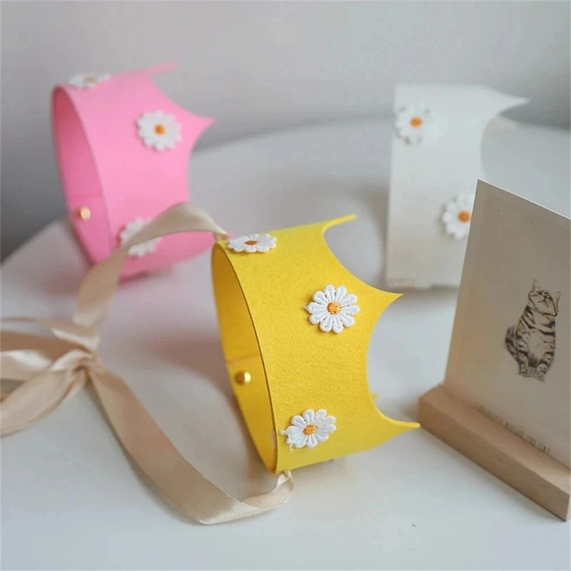 Vaikų margučių gimtadienio vakarėlio karūna geltona rožinė gėlių kepurė Kūdikių dušas saulėgrąžų tema gimtadienio galvos apdangalai