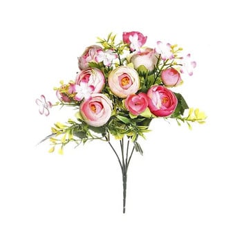 Τεχνητά λουλούδια Μεταξωτές Πασχαλιές Μπουκέτο Τριαντάφυλλα Πράσινο Φυτό Διακόσμηση Τραπεζαρίας Προσομοίωση Λουλούδι Μωβ Λευκό Τριαντάφυλλο Floral