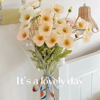 Копринени цветя от изкуствен мак за домашен декор Сватбен булчински букет Изкуствени цветя от мак Централен декор на масата за стая