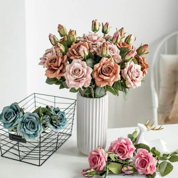 Τεχνητά λουλούδια Μεγάλα μεταξωτά τριαντάφυλλα ΝΕΟ Όμορφο βάζο κλαδιού για διακόσμηση γάμου σπιτιού Ρετρό φθινοπωρινά ψεύτικα φυτά Χριστουγεννιάτικη διακόσμηση