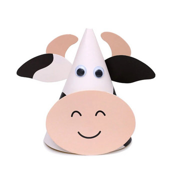 1 τεμ. DIY καπέλο για πάρτι γενεθλίων για την ημέρα των παιδιών Καπέλο ζώων Zodiac Ox Καπέλα από κώνο αγελάδας DIY φωτογραφικά στηρίγματα για παιδιά Προμήθειες για ντους μωρών