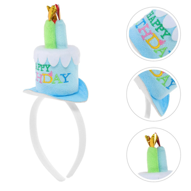 Cake Hat galvos apdangalas Vaikų gimtadienio plaukų galvos apdangalas Gimtadienio vakarėlis Torto galvos apdangalas puošni suknelė Galvos apdangalas ( mėlynas )