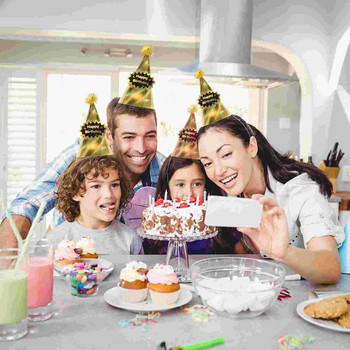 5 τμχ Χρυσά καπέλα χωνάκι για πάρτι γενεθλίων με πόμ πομ Σετ κεφαλόδεσμο καπέλο γενεθλίων για Παιδικά Μπομπονιέρες για πάρτι γενεθλίων