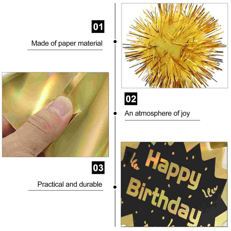 5 vnt Auksinės gimtadienio šventės kūgio kepurės su Pom Pom gimtadienio kepuraitės galvos apdangalo rinkinys, skirtas vaikų gimtadienio vakarėliui Favors Shower Party