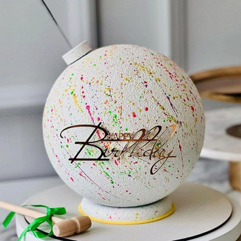 Нов уникален топер за торта Честит рожден ден Златен акрилен топер за кексчета за рожден ден за детско творчество Декорации за торта за рожден ден