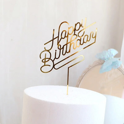 Nova unikatna sretna rođendanska torta Zlatni akrilni rođendanski kolač za kolače za dječju kreativnost Ukrasi za rođendanske torte