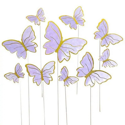10 tk/komplekti Butterfly tordipealsed DIY tembeldavad kuldsed roosad liblikaga koogikatted koogikaunistus pulma-sünnipäevapeo jaoks