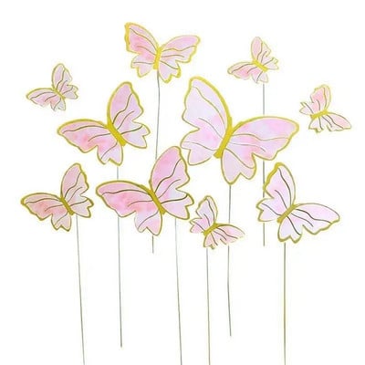 10 tk/komplekti Butterfly tordipealsed DIY tembeldavad kuldsed roosad liblikaga koogikatted koogikaunistus pulma-sünnipäevapeo jaoks
