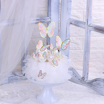 10PCS лилаво розова пеперуда декорация за торта Честит рожден ден Торта за торта Ръчно изработена рисувана за сватба Рожден ден Baby Shower