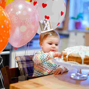 Шапка за половин рожден ден има корона от плат за празненство за бебета Нетъкан плат Детско парти Деца Новородени деца