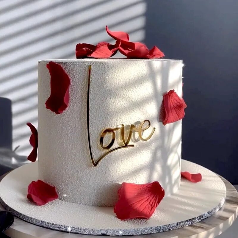 Novi No Stick Love Wedding Cake Topper Gold Happy Birthday Akrilni Topper za rođendanske svadbene zabave Ukrasi za torte