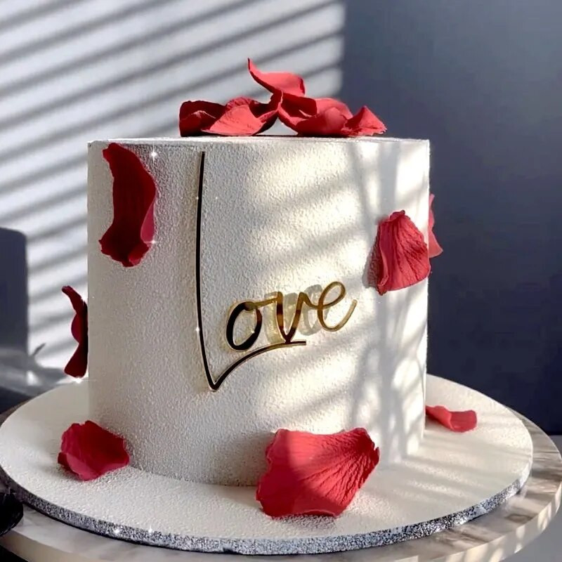 Novi No Stick Love Wedding Cake Topper Gold Happy Birthday Akrilni Topper za rođendanske svadbene zabave Ukrasi za torte