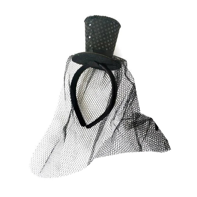 M2EA Mini Top Hat Decor Galvos juosta Festivalio Plaukų lankelis Kalėdų pasirodymai Suaugusiųjų galvos apdangalas Helovino vakarėliui, kostiumo rekvizitas Unisex