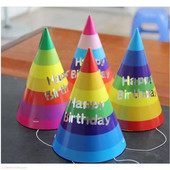 1 vnt. Popierinės kūgio kepuraitės apsirengti mergaičių berniukų pirmosios spalvingos dryžuotos kepuraitės vakarėlio dekoracijos suaugusiems vaikams gimtadienio karūna 생일모자