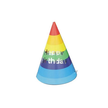 1 τμχ Καπέλα γενεθλίων από χάρτινο χωνάκι Ντύσιμο για κορίτσια αγόρια Πρώτα πολύχρωμα ριγέ καπέλο διακοσμητικά πάρτι για ενήλικες Παιδικό στέμμα γενεθλίων 생일모자