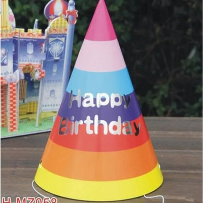 1 vnt. Popierinės kūgio kepuraitės apsirengti mergaičių berniukų pirmosios spalvingos dryžuotos kepuraitės vakarėlio dekoracijos suaugusiems vaikams gimtadienio karūna 생일모자