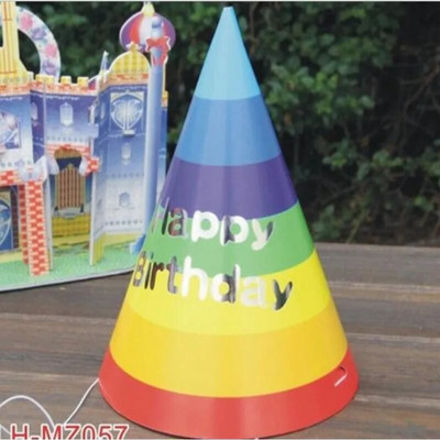 1 vnt. Popierinės kūgio kepuraitės apsirengti mergaičių berniukų pirmosios spalvingos dryžuotos kepuraitės vakarėlio dekoracijos suaugusiems vaikams gimtadienio karūna 생일모자