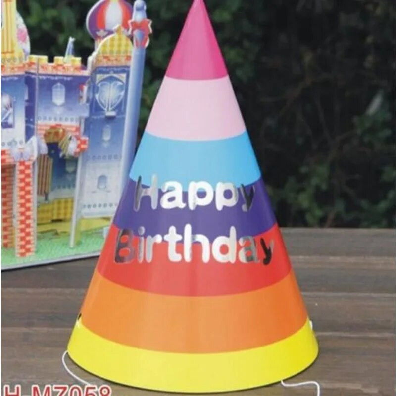 1 vnt. Popierinės kūgio kepuraitės apsirengti mergaičių berniukų pirmosios spalvingos dryžuotos kepuraitės vakarėlio dekoracijos suaugusiems vaikams gimtadienio karūna 생일모자