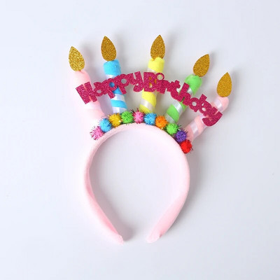 Všetko najlepšie k narodeninám, torta, sviečka, flitre, mäkké pierko, ružová a biela, čelenka s guľôčkami vlasov, čiapky, čiapky pre deti, narodeninovú oslavu, dekorácia, potreba