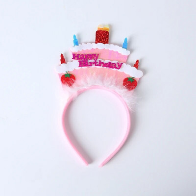 Všetko najlepšie k narodeninám, torta, sviečka, flitre, mäkké pierko, ružová a biela, čelenka s guľôčkami vlasov, čiapky, čiapky pre deti, narodeninovú oslavu, dekorácia, potreba