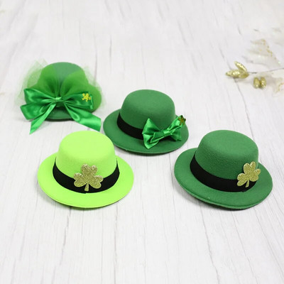 2024 Ирландска боксерска шапка Shamrock Bow Green Hat Денят на Св. Патрик Шапка Празнична декорация Доставки Честит ирландски фестивал Парти