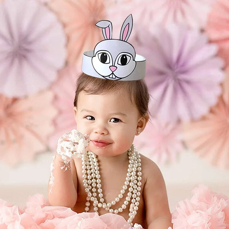 12 bucăți pălărie coroană cu tema animalelor de fermă pentru bebeluși petrecere tematică de naștere pentru copii oi porci găini iepure vite mască accesorii foto