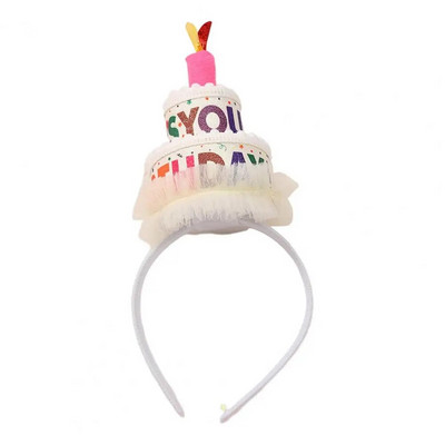 Születésnapi kalap Hajpánt Kétrétegű Születésnapi torta Lány Fiú Szép flitteres levél Géz Hajkarika fotó kellékek