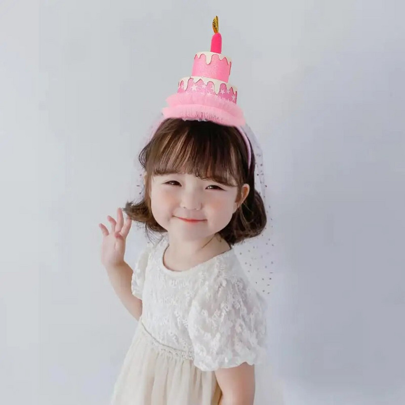 Születésnapi kalap Hajpánt Kétrétegű Születésnapi torta Lány Fiú Szép flitteres levél Géz Hajkarika fotó kellékek