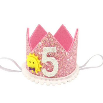 1Pcs 1 2 3 4 5 6 Year Birthday Crown Band Caps Baby Boy Girl Birthday Party Decor Hat Prince Priness Аксесоари за коса Консумативи