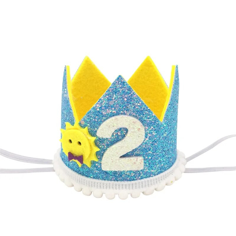 1 vnt. 1 2 3 4 5 6 metų gimtadienio karūnos galvos juostos kepuraitės Kūdikių berniukų mergaičių gimtadienio dekoro kepurė Prince Priness plaukų aksesuarai