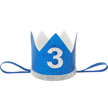 1 τεμ Μπλε 1 2 3 One Happy Birthday Party Baby One Crown Headband Hat Birthday Baby Shower 1st Birthday Party Decoration Supplies