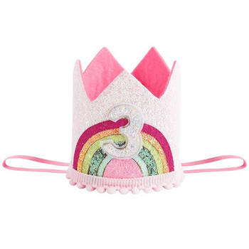 Felt Rainbow Crown Παιδικά 1ο 2ο 3ο Νούμερο Καπέλο Κορίτσι Χρόνια Πολλά Διακόσμηση για πάρτι Baby Shower Unicorn Party Supplies Δώρο