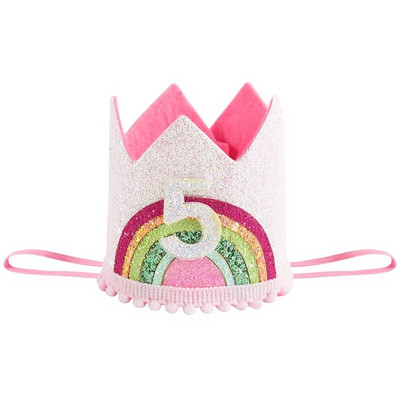 Veltinio vaivorykštės karūna vaikams 1, 2 3 numerio skrybėlė mergaitei su gimtadieniu vakarėlio puošmena Kūdikių dušas Vienaragio vakarėlio reikmenys Dovana