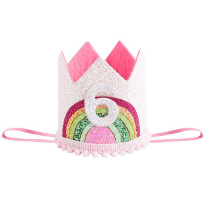 Veltinio vaivorykštės karūna vaikams 1, 2 3 numerio skrybėlė mergaitei su gimtadieniu vakarėlio puošmena Kūdikių dušas Vienaragio vakarėlio reikmenys Dovana