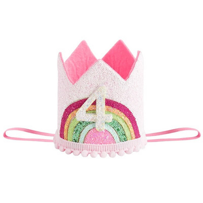 Veltinio vaivorykštės karūna vaikams 1, 2 3 numerio skrybėlė mergaitei su gimtadieniu vakarėlio puošmena Kūdikių dušas Vienaragio vakarėlio reikmenys Dovana