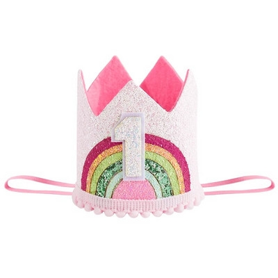 Veltinio vaivorykštės karūna vaikams 1, 2 3 numerio skrybėlė mergaitei su gimtadieniu vakarėlio puošmena Kūdikių dušas Vienaragio vakarėlio reikmenys Dovana
