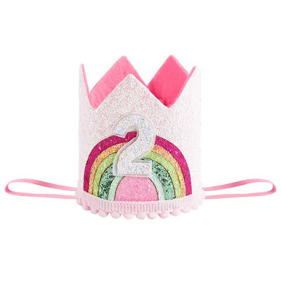 Veltinio vaivorykštės karūna vaikams 1, 2 3 numerio skrybėlė mergaitei su gimtadieniu vakarėlio puošmena Kūdikių dušas Vienaragio vakarėlio reikmenys Dovana