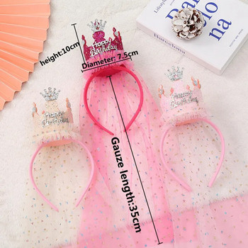 Момиче Princess Crown Hat Шапка с дантелена прежда Детски аксесоари за коса Парти за рожден ден Парти за глава Подаръци за дъщеря