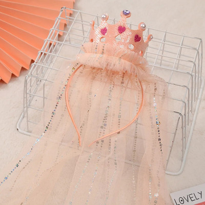 Mergaitės princesės karūnos kepurė galvos apdangalas su nėriniais siūlais Vaikams plaukų aksesuarai Gimtadienio vakarėlio galvos apdangalas dukros dovanos