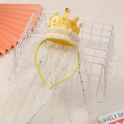 Mergaitės princesės karūnos kepurė galvos apdangalas su nėriniais siūlais Vaikams plaukų aksesuarai Gimtadienio vakarėlio galvos apdangalas dukros dovanos