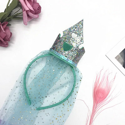 Mergaitės princesės karūnos kepurė galvos apdangalas su nėriniais siūlais Vaikams plaukų aksesuarai Gimtadienio vakarėlio galvos apdangalas dukros dovanos