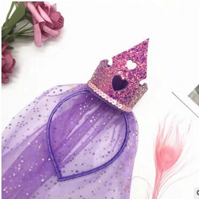 Mergaitės princesės karūnos kepurė galvos apdangalas su nėriniais siūlais Vaikams plaukų aksesuarai Gimtadienio vakarėlio galvos apdangalas dukros dovanos